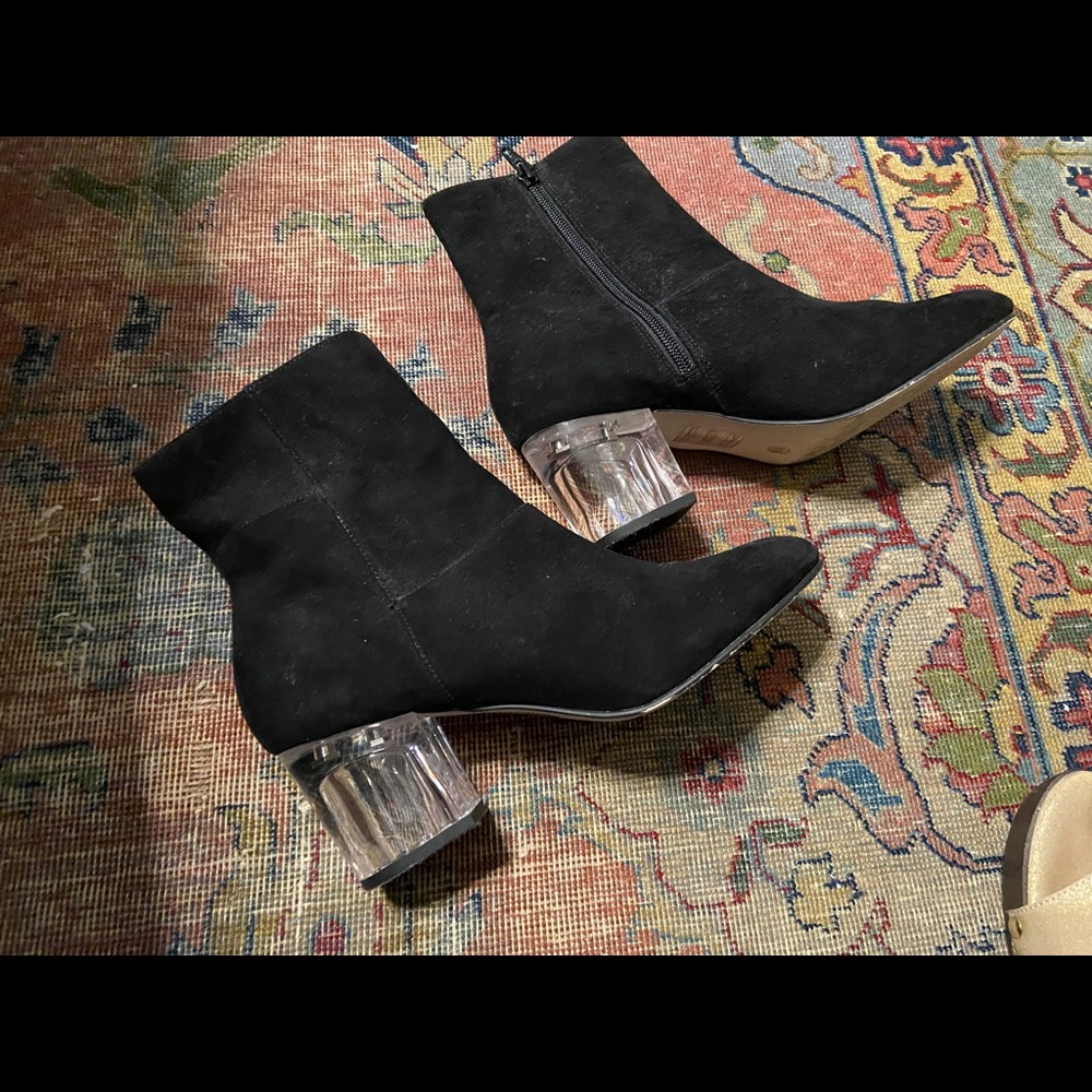 Lucite Suede Heels